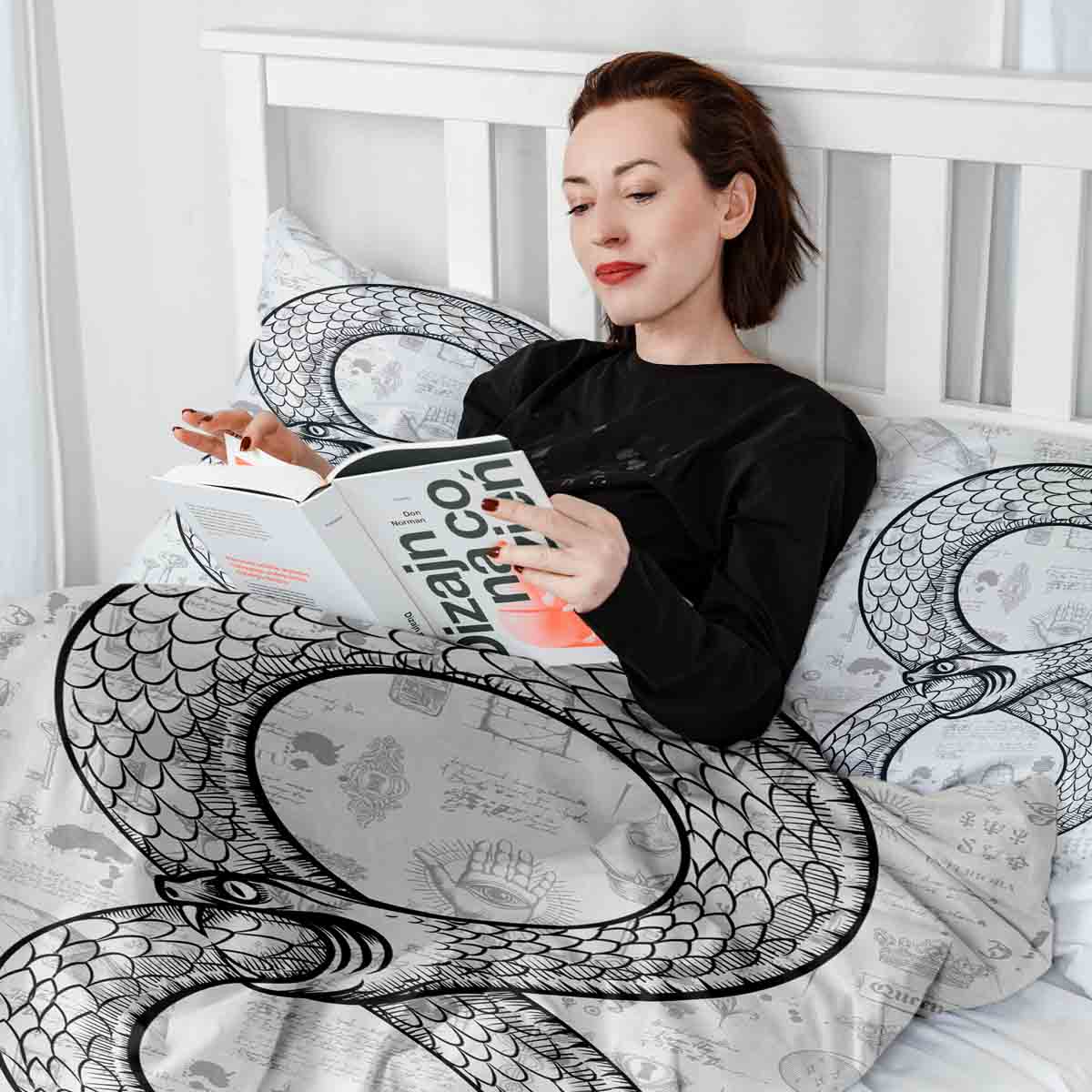 Ensemble de literie avec motif serpent pour couverture thérapeutique
