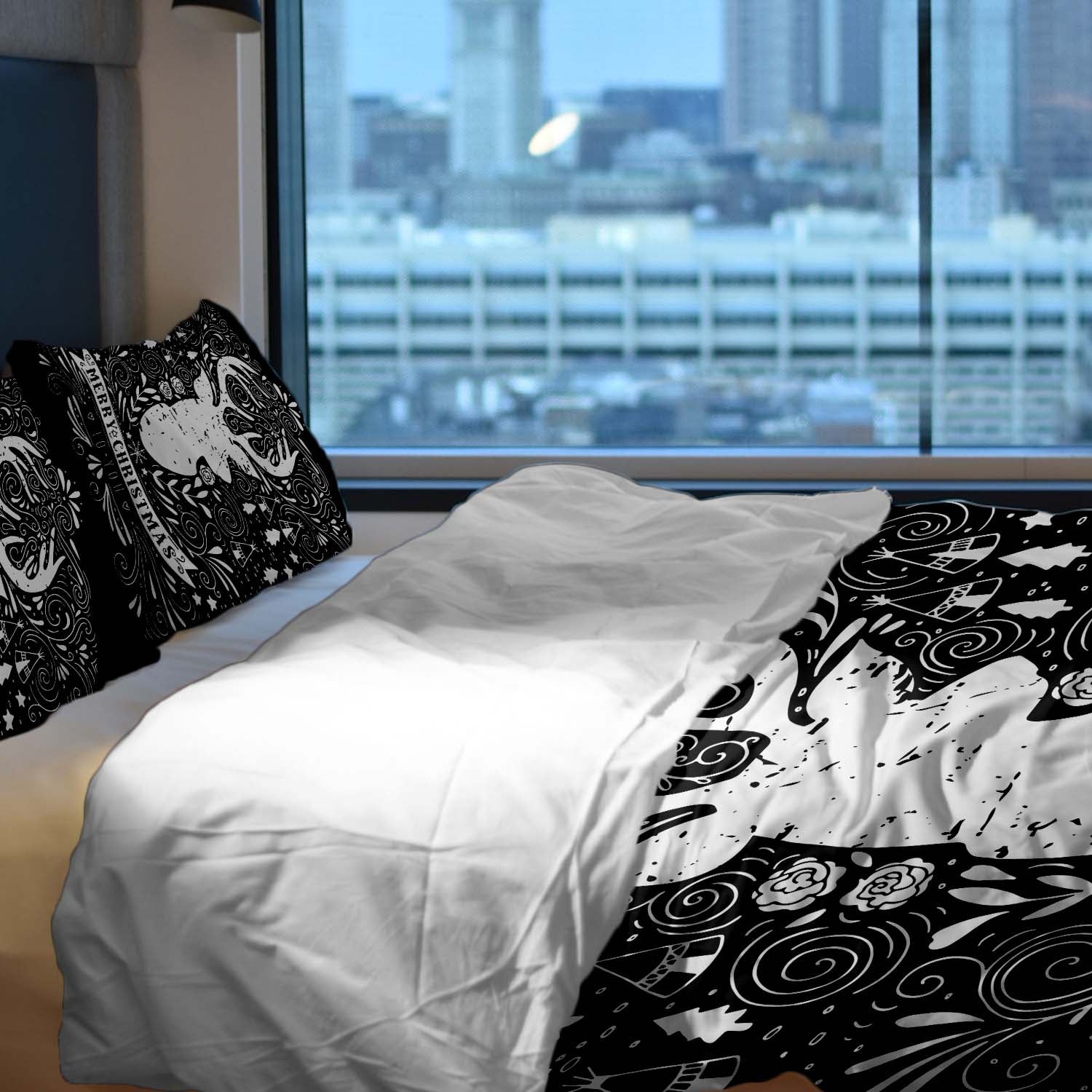 Therapy blankets bedding set black Merry Christmas