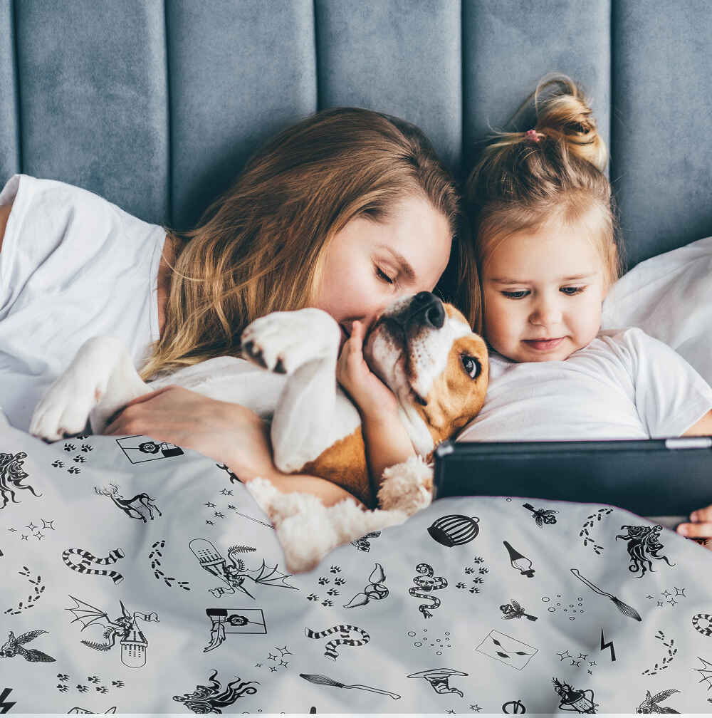 Ensemble de literie couverture thérapeutique gris magie