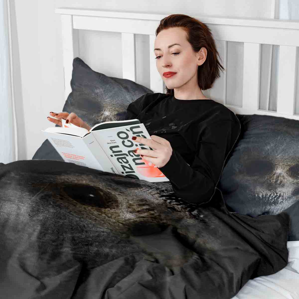 Couverture thérapeutique originale - Housse en coton noire effrayante