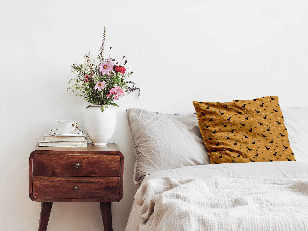 Coussin de santé orange avec le balai de Potter