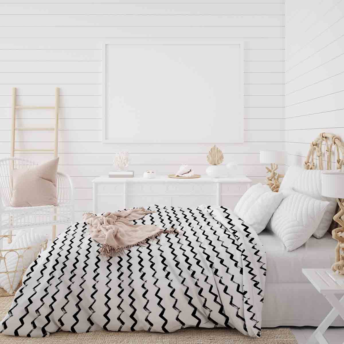 Original therapy blanket - cotton cover white zigzag