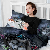 Therapy blankets bedding set gray with wolf