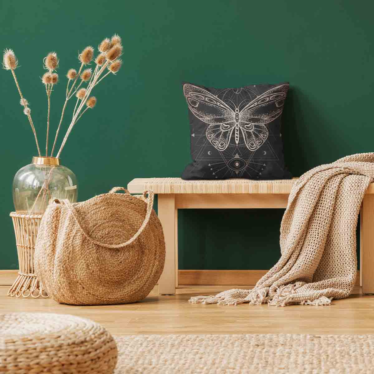 Health Pillow Black with Butterfly