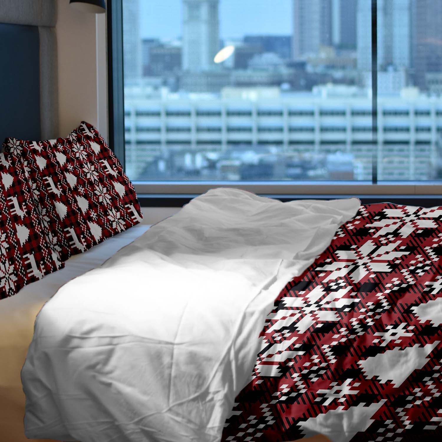 Couverture thérapeutique originale - Housse en coton à carreaux avec motifs de Noël