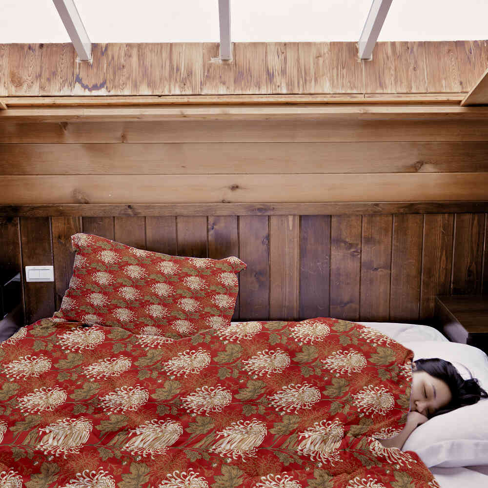 Therapy blankets bedding set red large flower