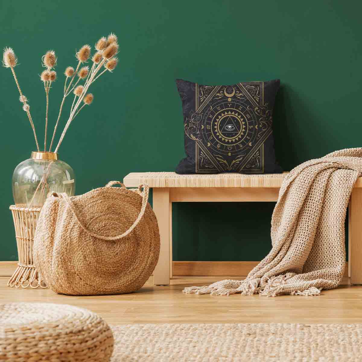 Health Pillow Black Mystic Mandala