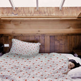 Therapy blanket bedding set, white with "Love" lettering.