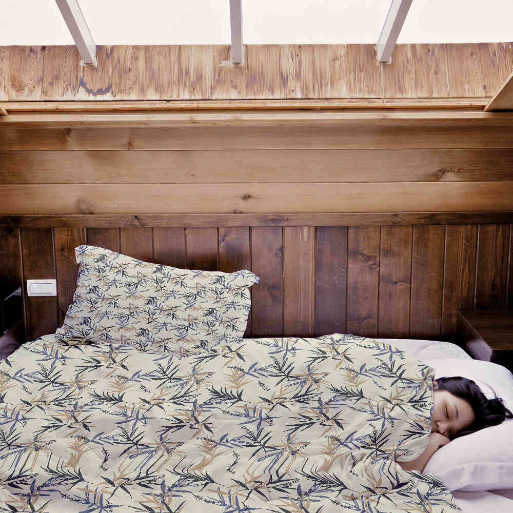 Couette thérapeutique Ensemble de literie Motif feuille Beige