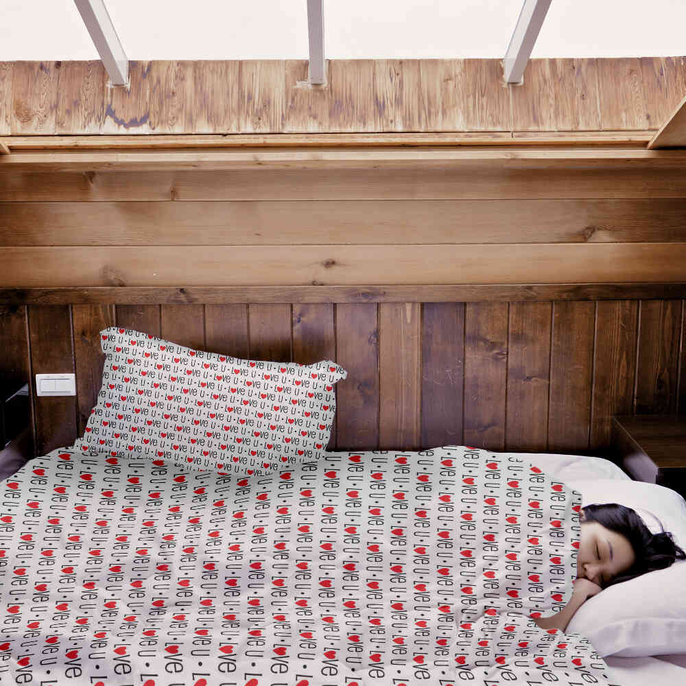 Therapy blankets bedding set white Love U