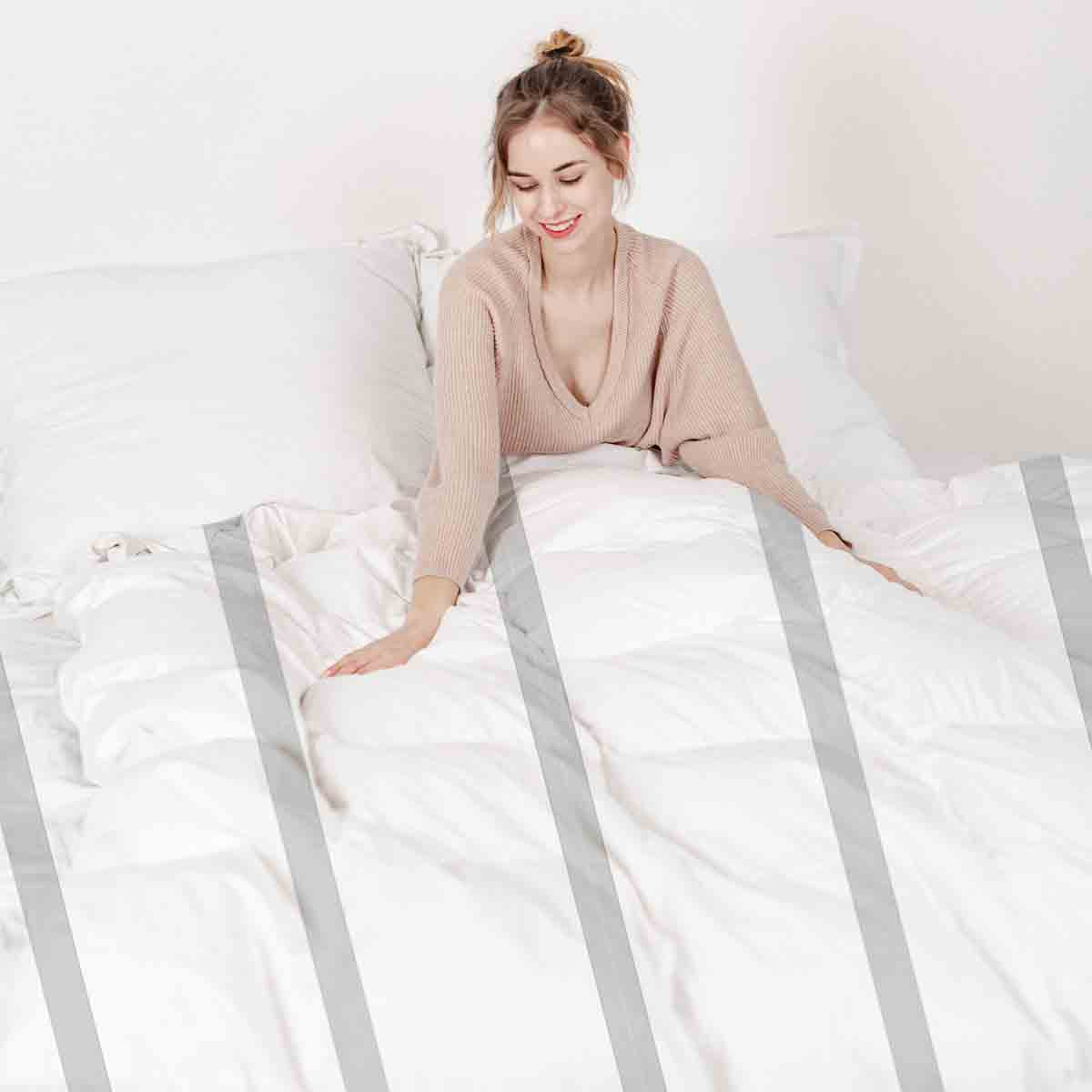 Couette de thérapie Ensemble de linge de lit rayures gris clair