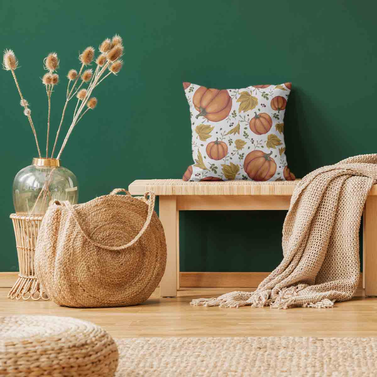 Coussin de santé blanc avec de grosses citrouilles