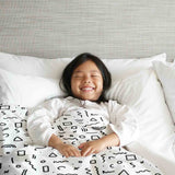 Original therapy blanket - cotton cover white with shapes in black