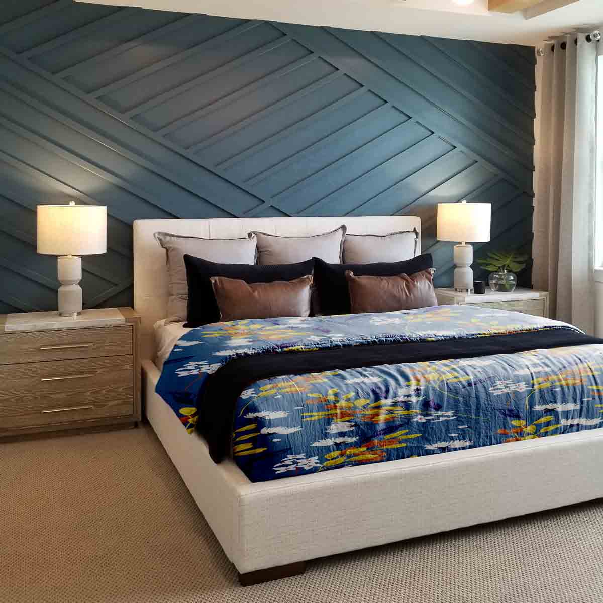 Therapy blankets bedding set blue with bouquet of flowers