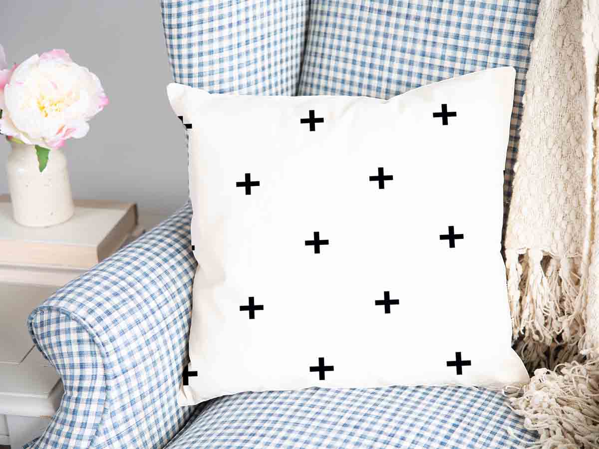 Health pillow with black crosses