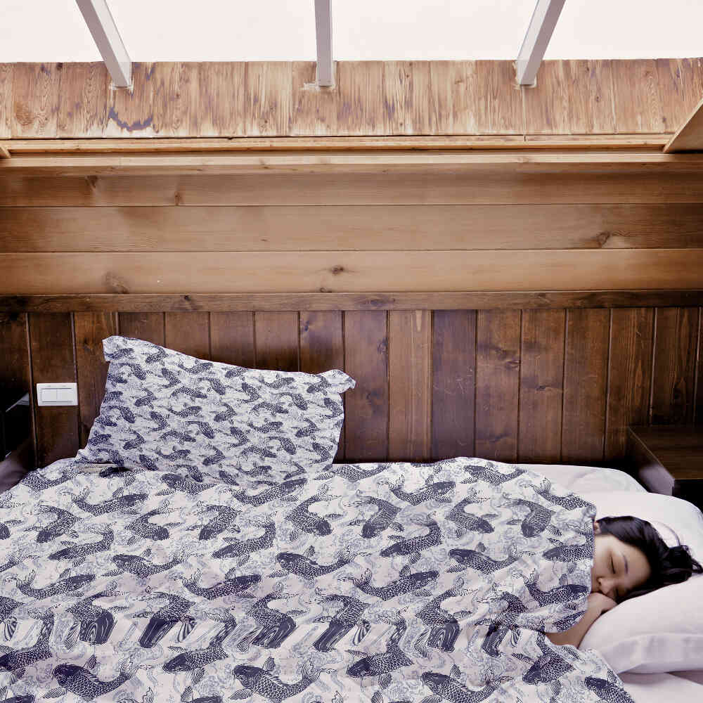 Therapy blankets bedding set blue kois