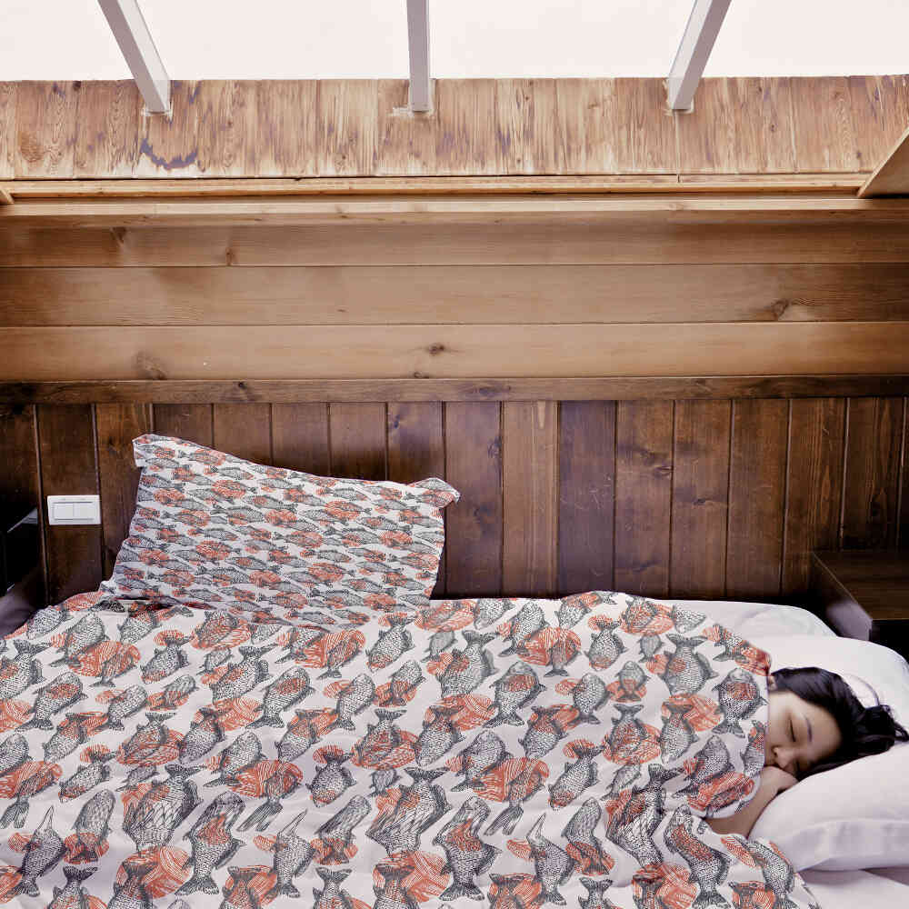 Couette thérapeutique Ensemble de literie Poissons gris