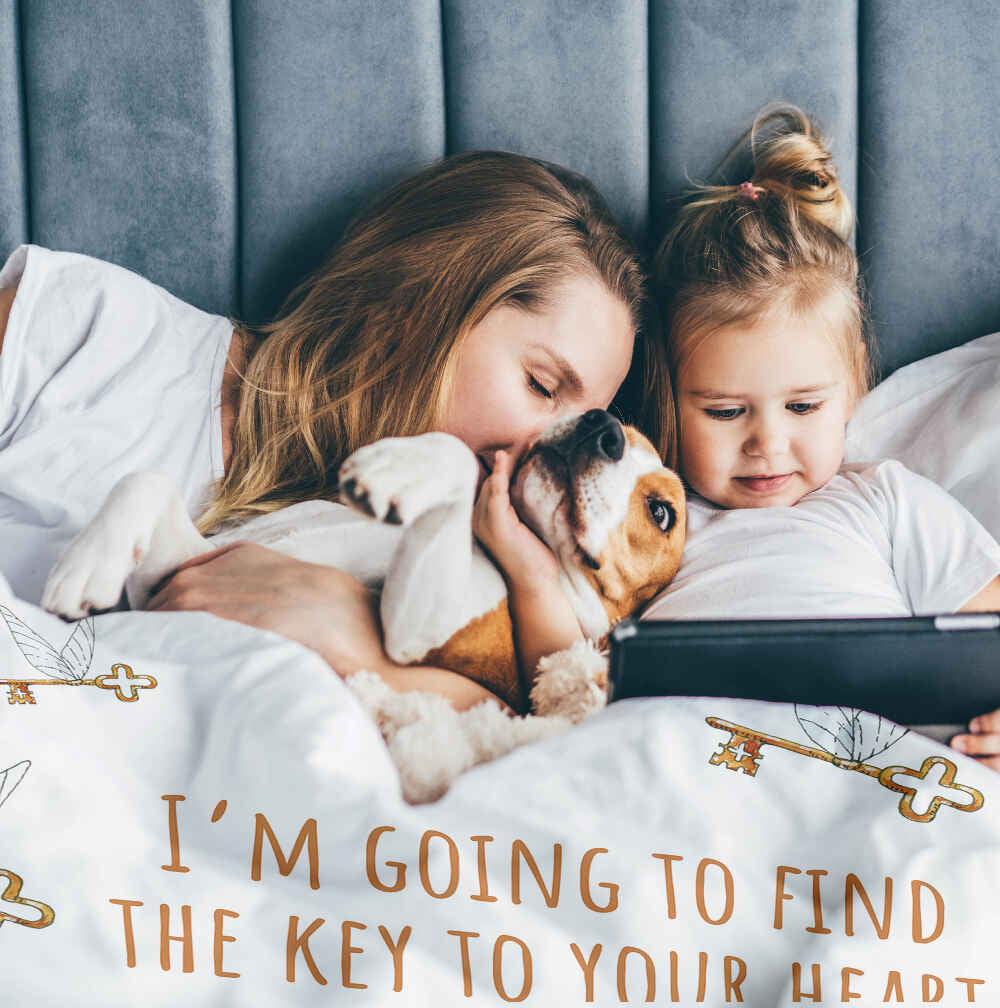 Couverture thérapeutique originale - Housse en coton blanc avec clé volante