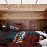 Therapy blanket and bedding set with Chinese lettering.
