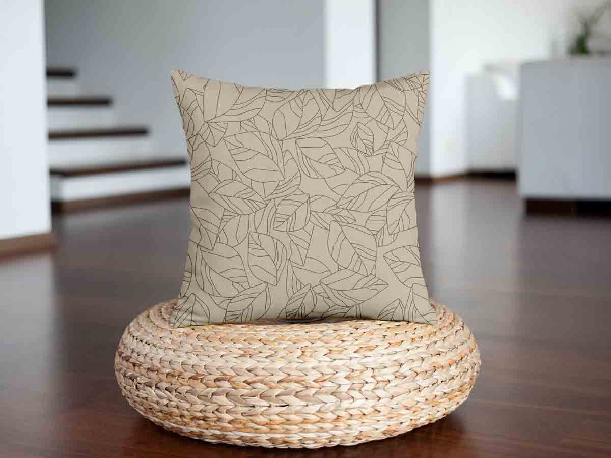 Health pillow beige with leaf pattern black