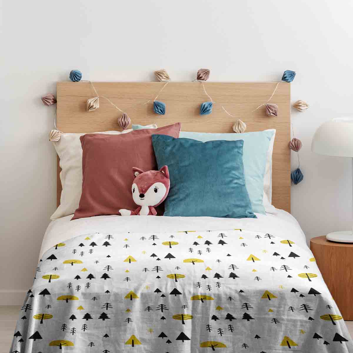 Couverture thérapeutique originale - Housse en coton avec arbres jaunes