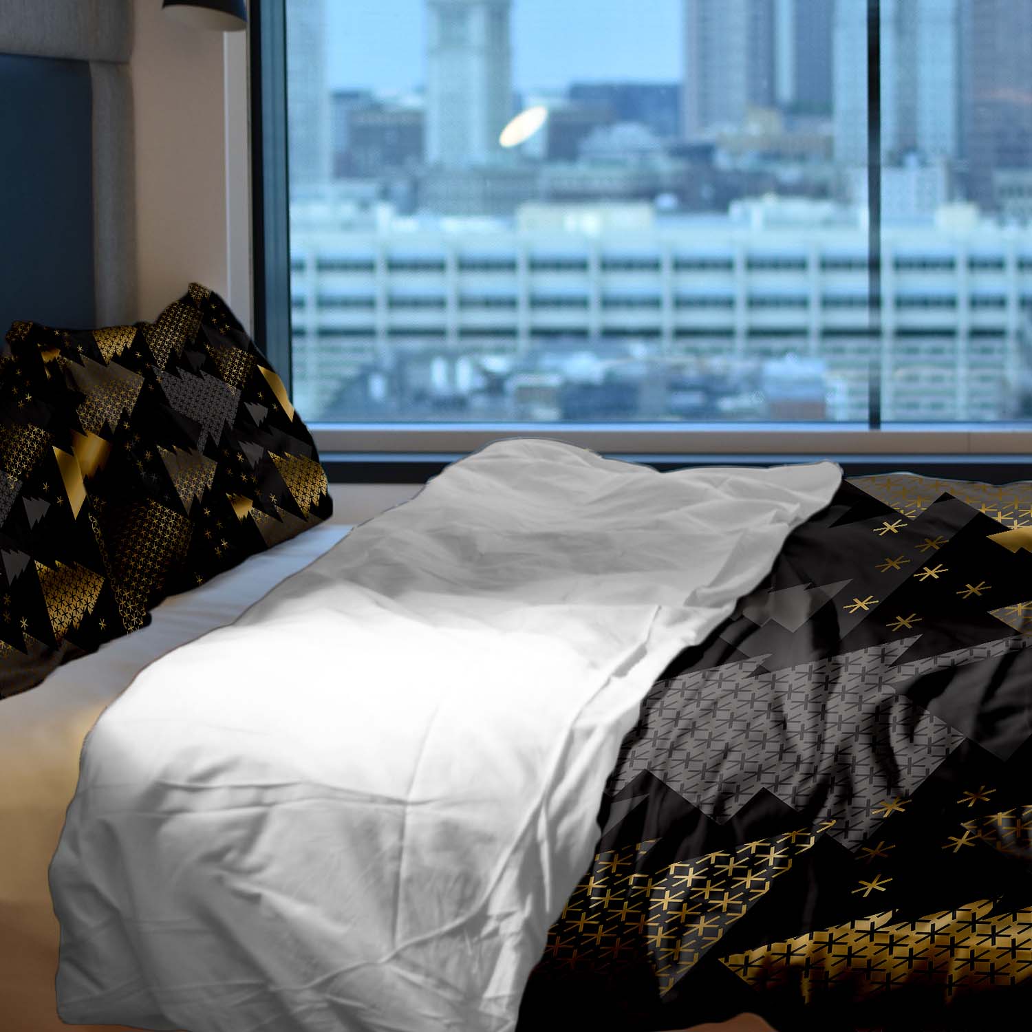 Therapy blankets bedding set with golden fir trees