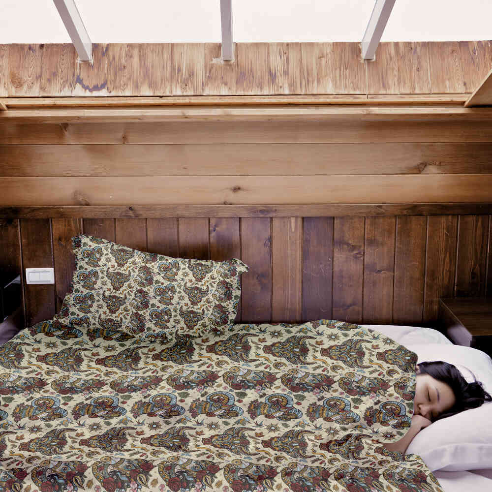 Ensemble de linge de lit avec couvertures thérapeutiques et têtes d'animaux colorées