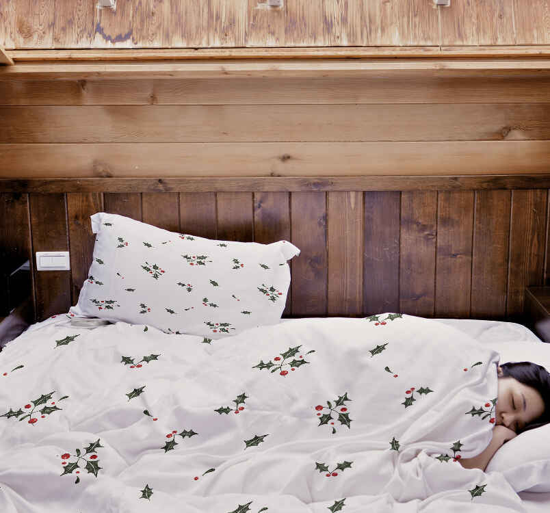 Couverture thérapeutique originale - Housse en coton blanc Branches de gui