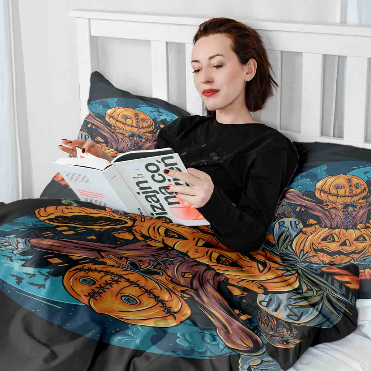Couverture thérapeutique originale - Housse en coton Halloween Citrouille