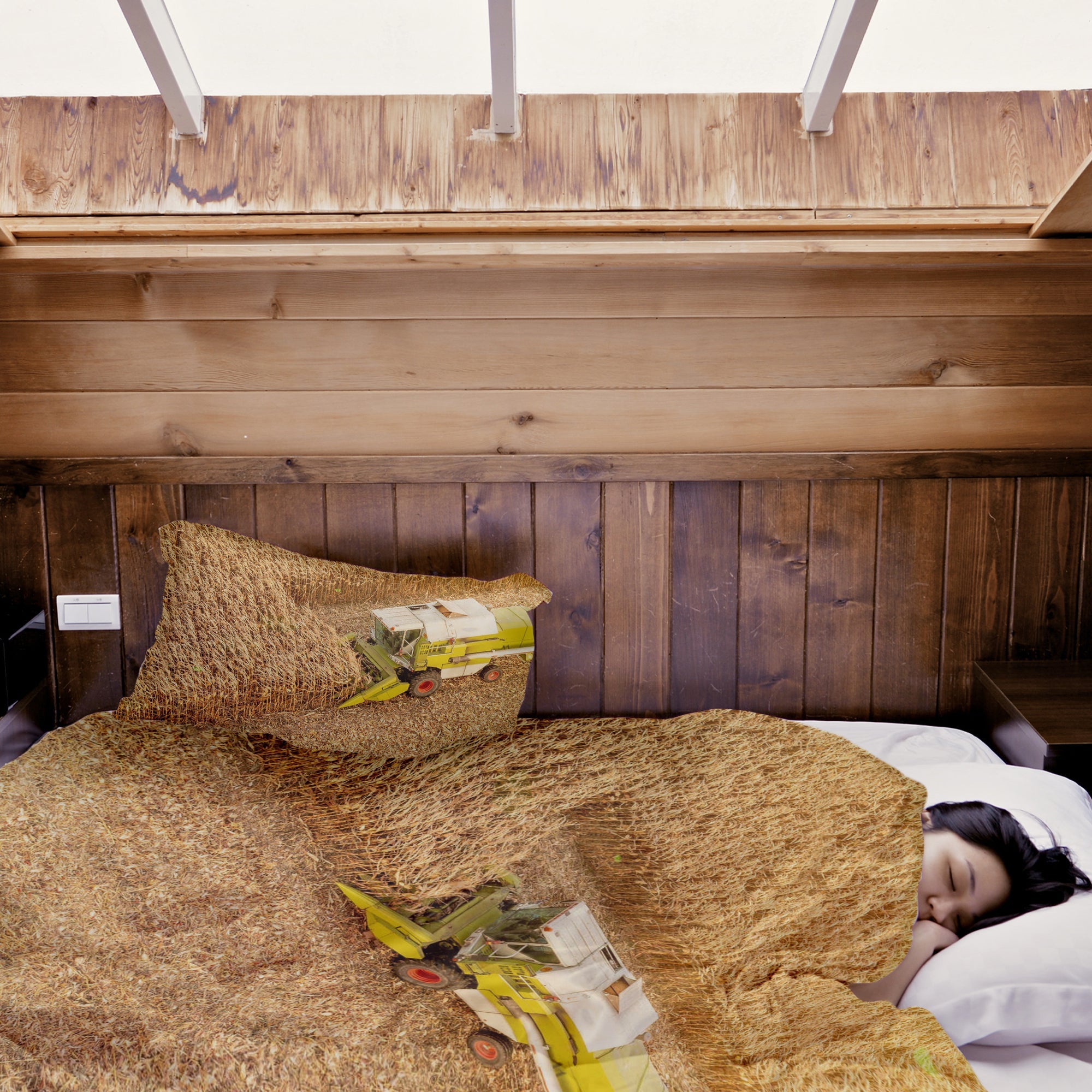 Therapy blankets bedding set tractor on field