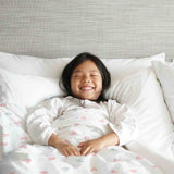 Therapy blanket and bedding set, white with small hearts.