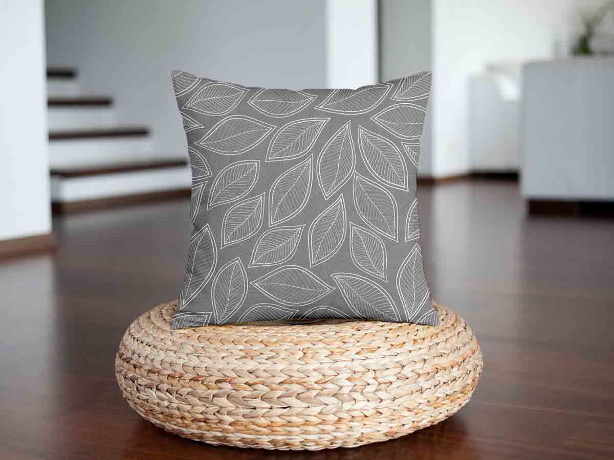 Health pillow gray with white palm leaves
