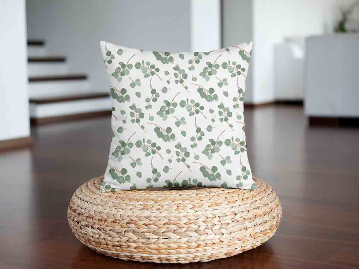 Health pillow white with eucalyptus branches