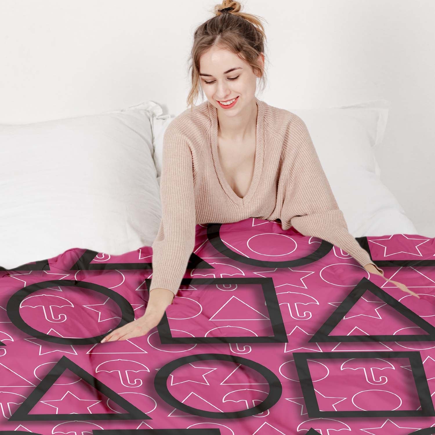 Therapy blankets bedding set Pink Squid
