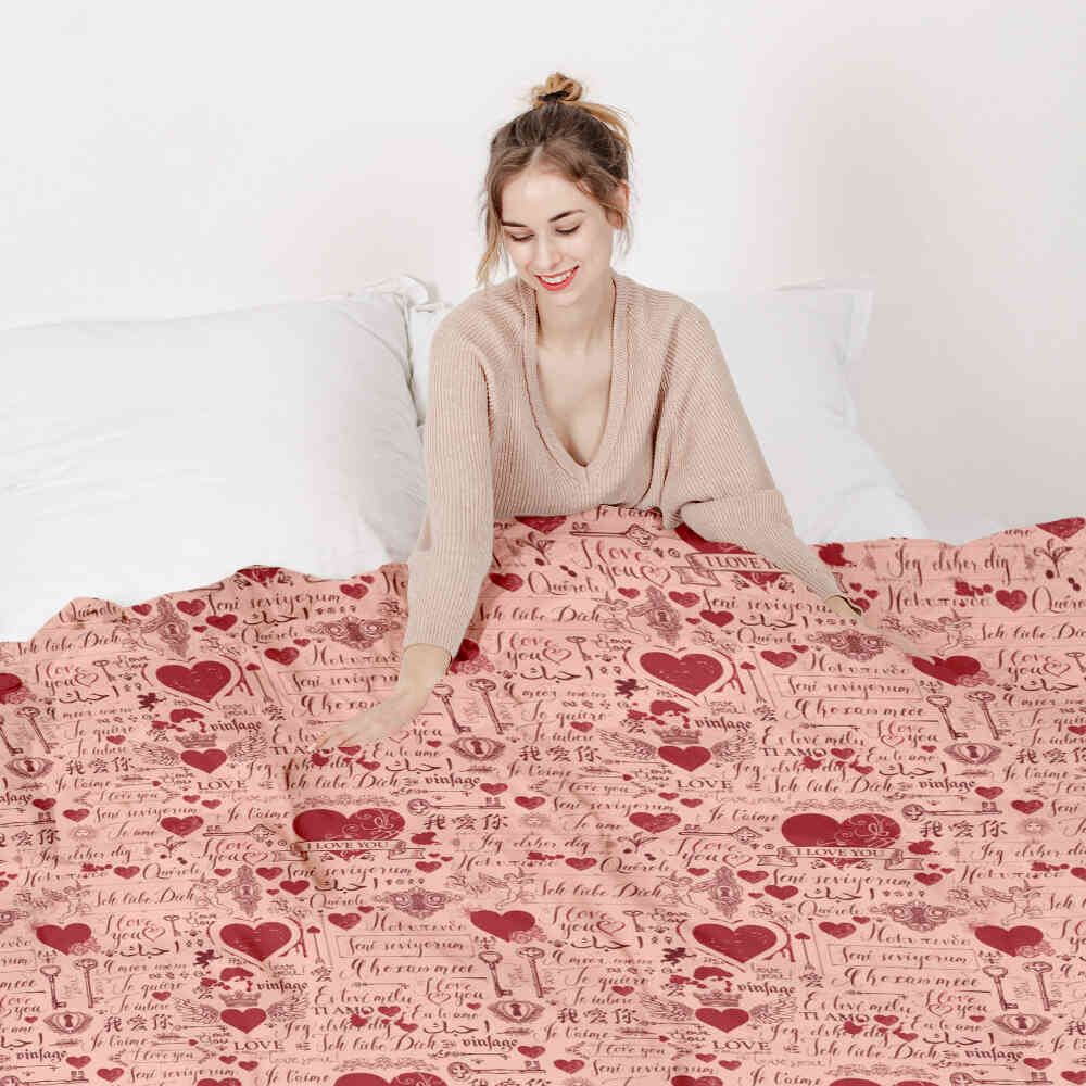 Couverture thérapeutique originale - Housse en coton rose Je t'aime