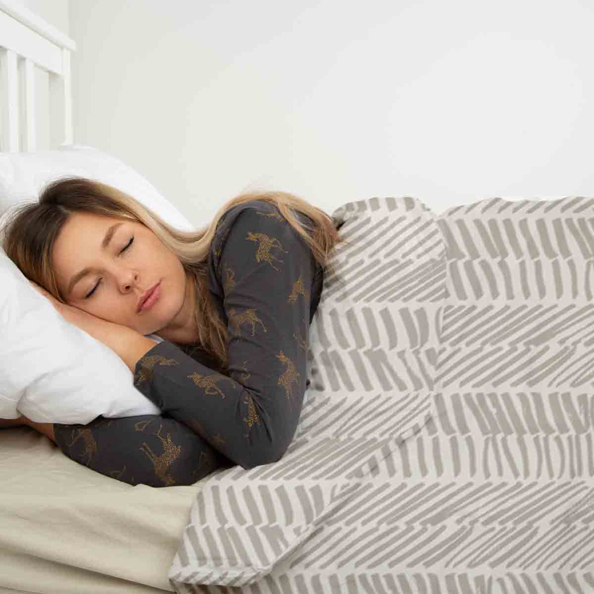 Couverture thérapeutique originale - Housse en coton beige avec rayures