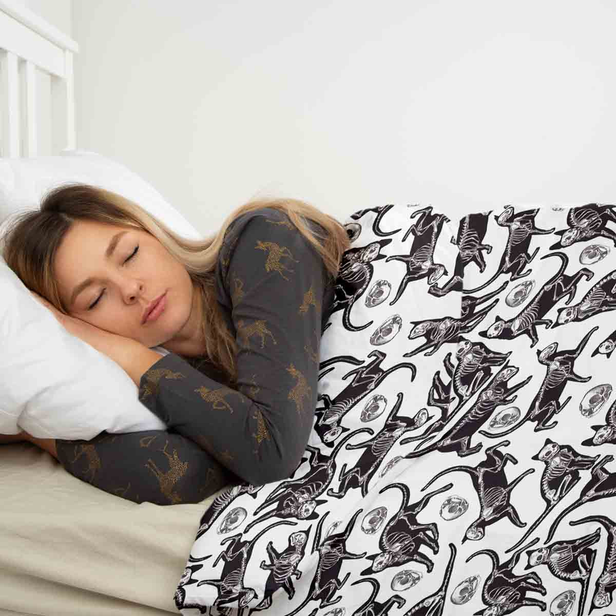 Couverture thérapeutique originale - Housse en coton Chat d'Halloween