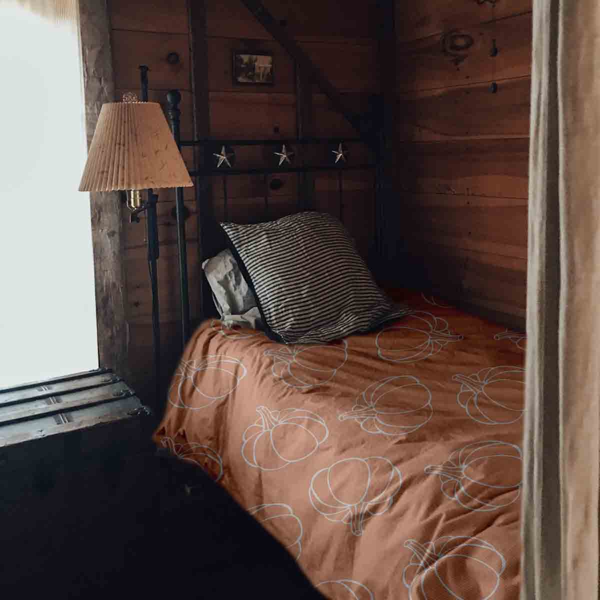 Couverture thérapeutique originale - Housse en coton orange avec citrouille