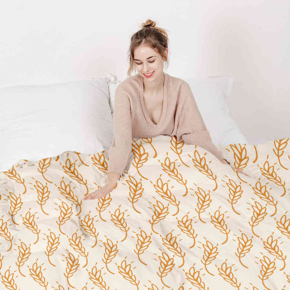 Couette thérapeutique Ensemble de literie blanc avec blé jaune
