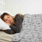 Therapy blanket and bedding set, grey with maple leaves.