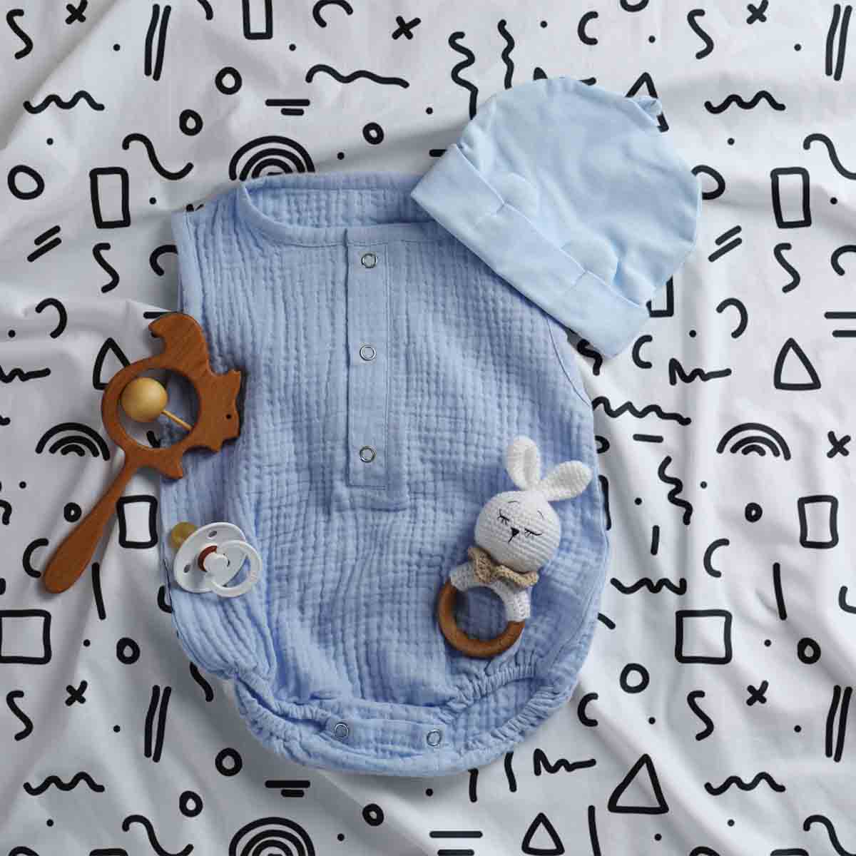 Couverture thérapeutique originale - Housse en coton blanc avec formes noires