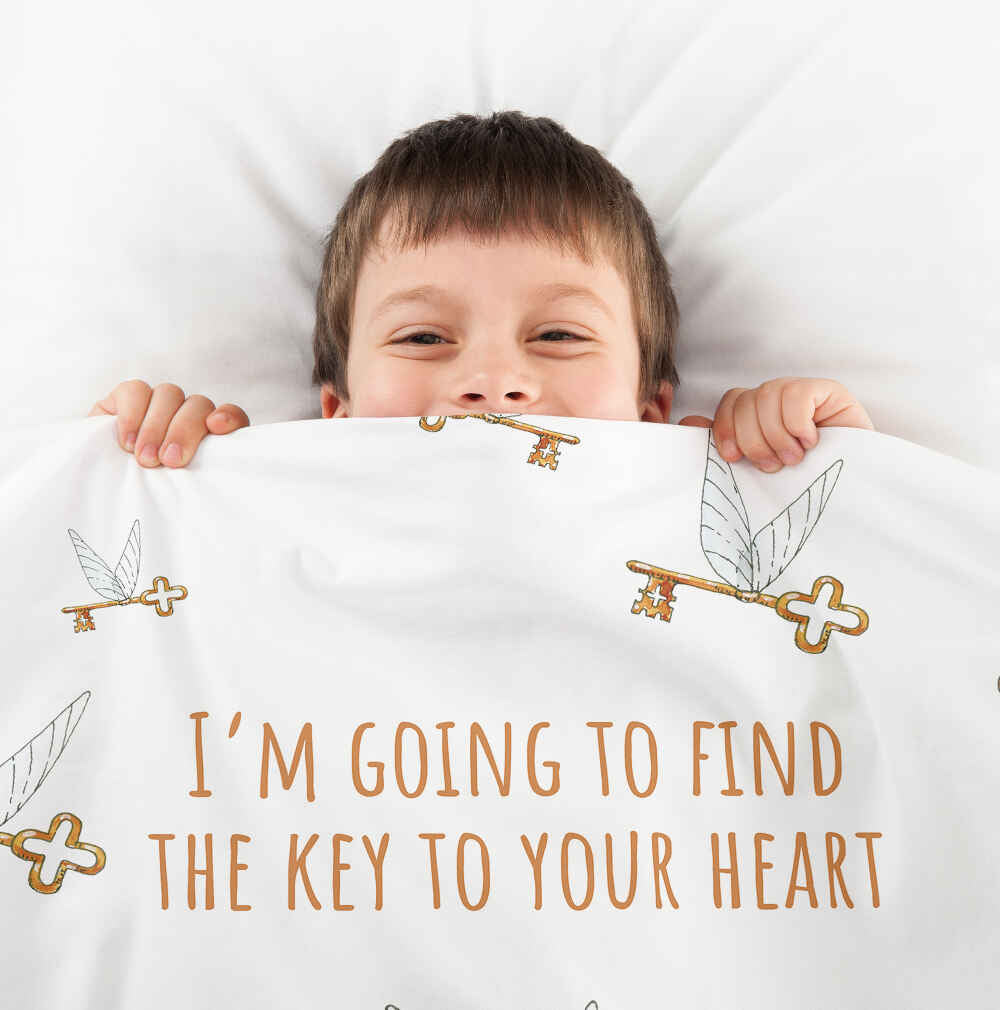 Couverture thérapeutique originale - Housse en coton blanc avec clé volante