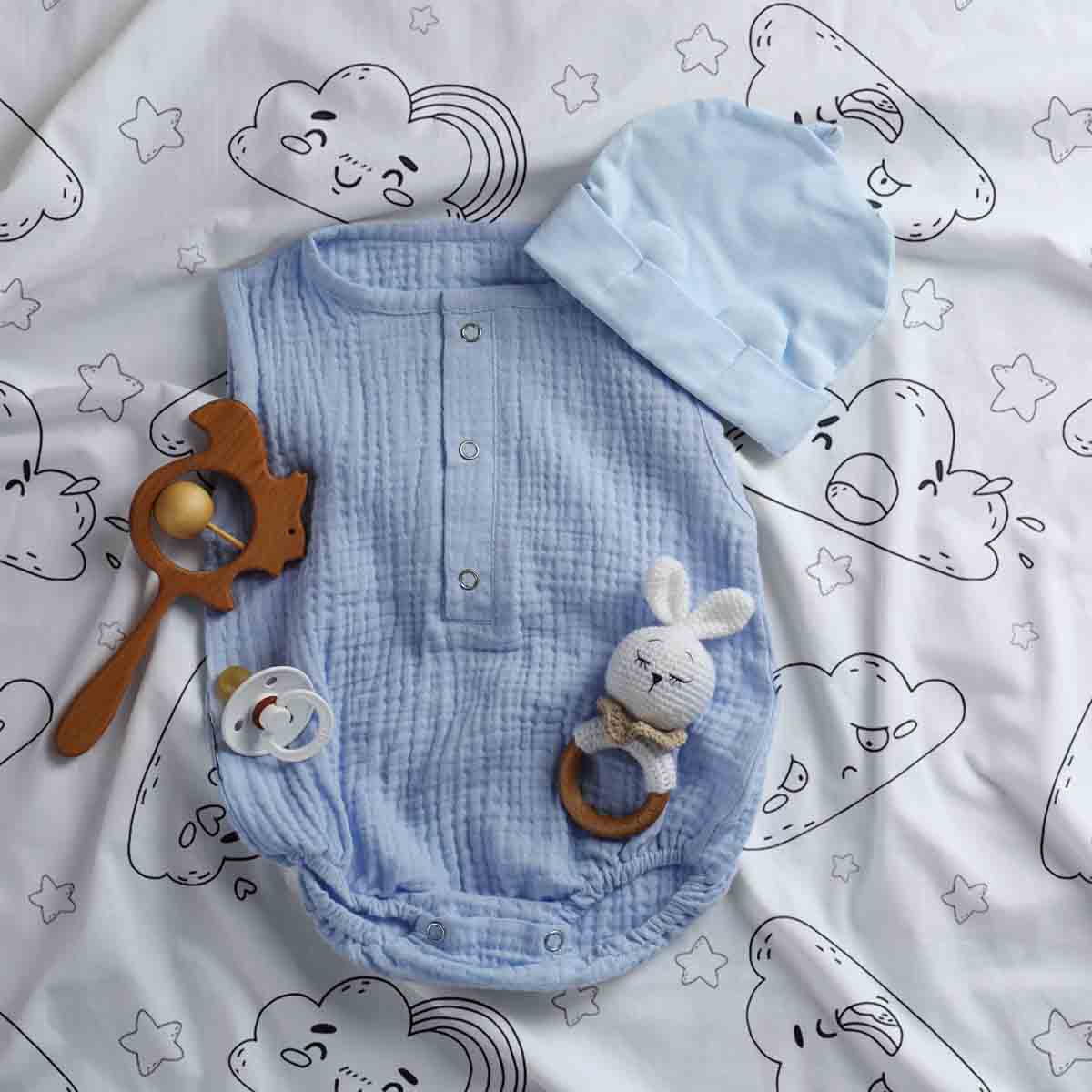 Ensemble de literie avec couverture thérapeutique blanc avec des nuages amusants