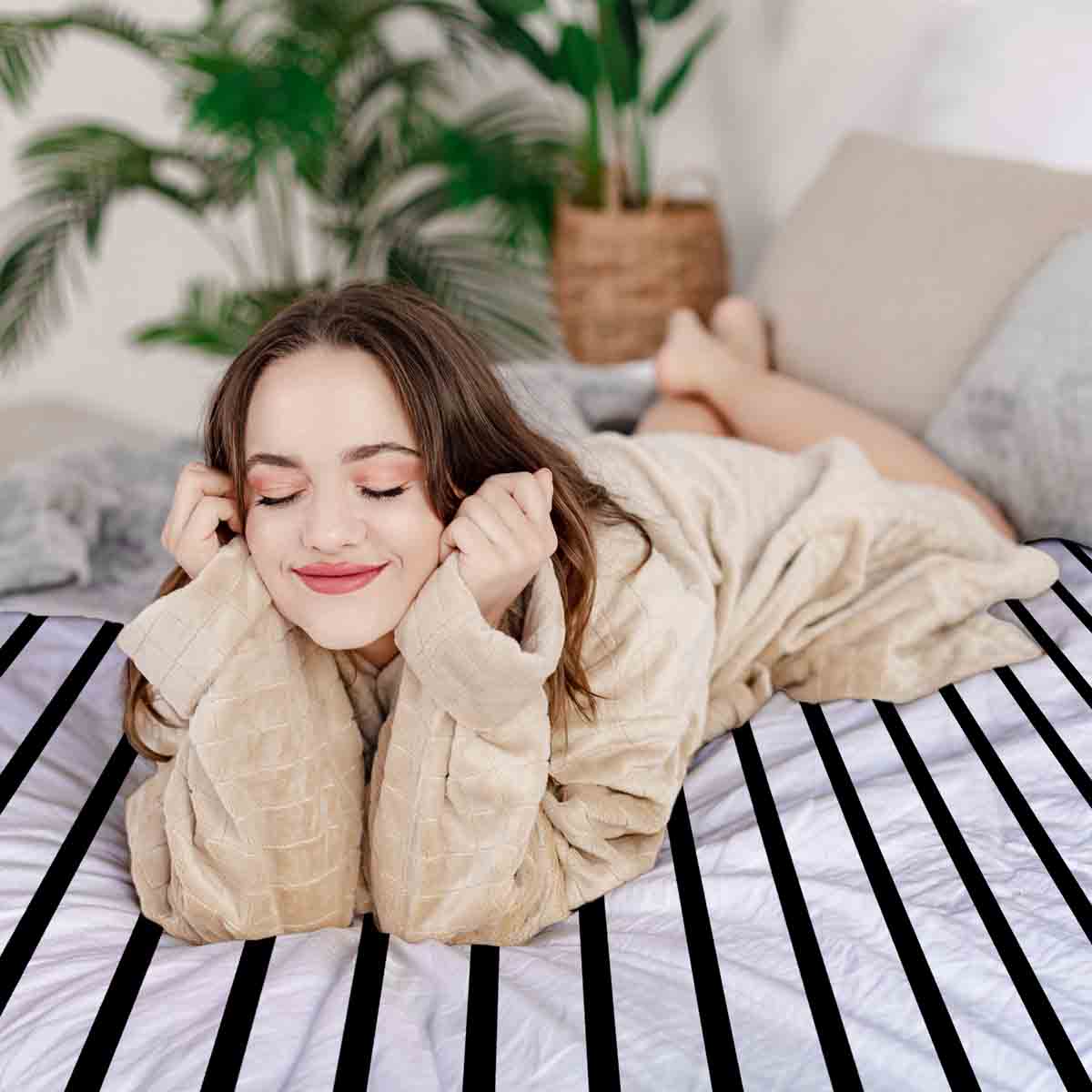 Couette de thérapie Ensemble de literie Rayures grises horizontales