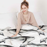 Original therapy blanket - cotton cover black blue whale