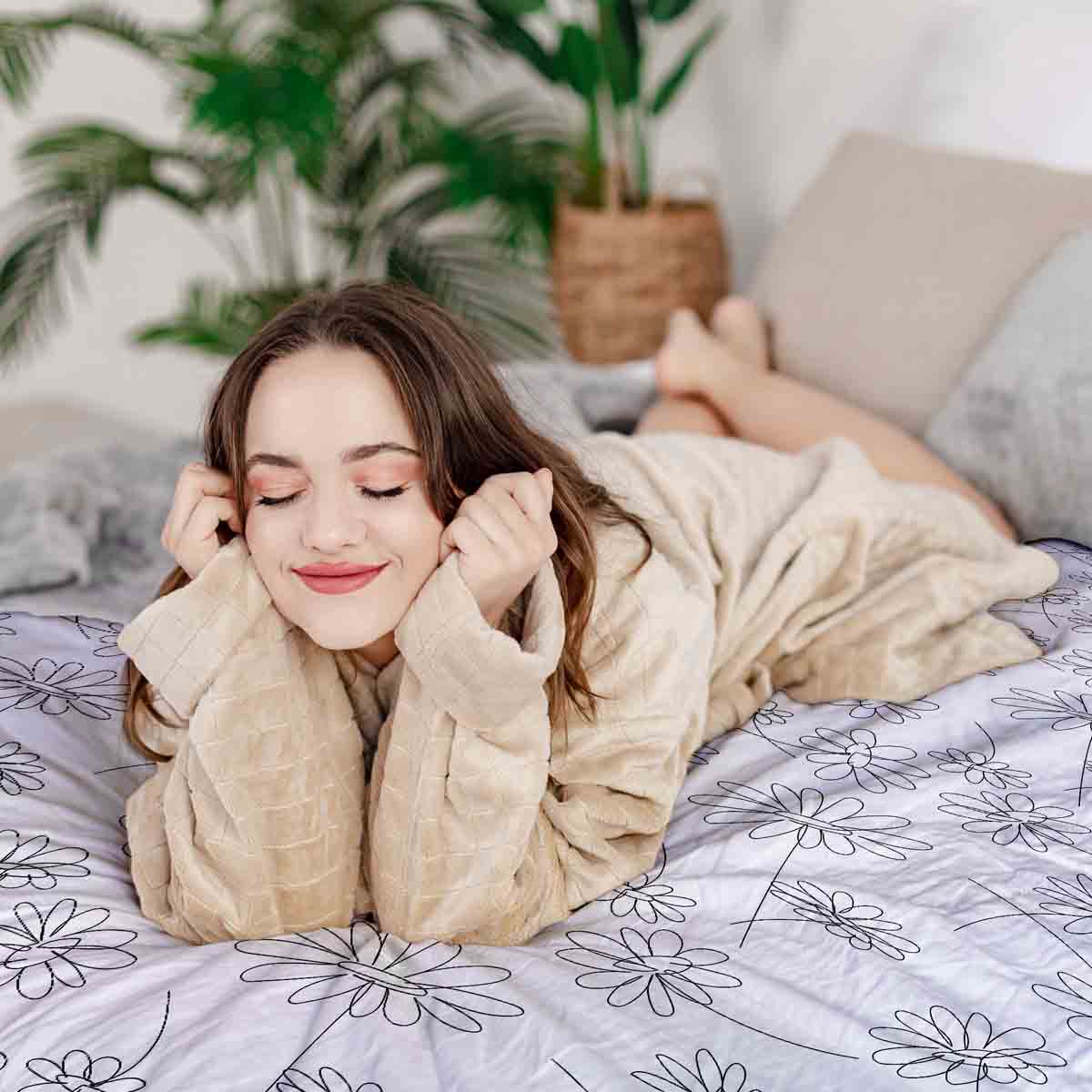 Therapy blankets bedding set white daisy