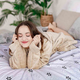 Therapy blanket bedding set, white, daisies