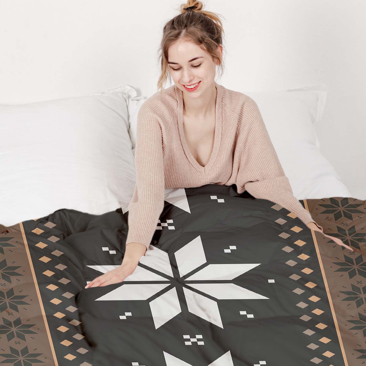 Couverture thérapeutique originale - Housse en coton rayée avec étoiles