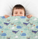 Therapy blanket bedding set green with whales