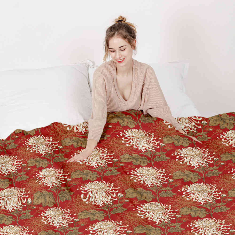 Therapy blankets bedding set red large flower